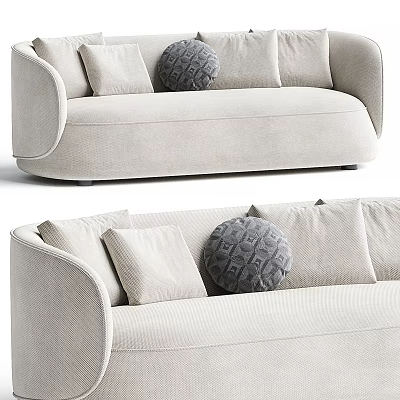 Beige Upholstered Sectional Sofa With Gray Decorative Pillows And Modern Design 3d model