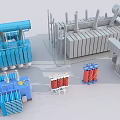 Diverse Industrial Equipment With Transformers Large Mechanical Structures And Metal Components