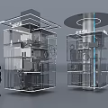 Modern Transparent Exhibition Pavilions With WORLD And FUTURE Signs And Human Figure