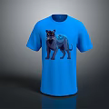 Comfortable Blue T-shirt With Black Panther Graphic Design For Daily Casual Wear