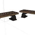 Elegant Dining Table With Intricate Decorative Patterns And Black Wooden Carved Base 3d model