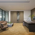 Modern Reception Area Interior Design With Recessed Lighting Potted Plants And Tile Flooring