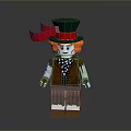 Lego Scarecrow Figure With Green Hat Red Scarf Brown Vest Striped Shirt And Straw Hem
