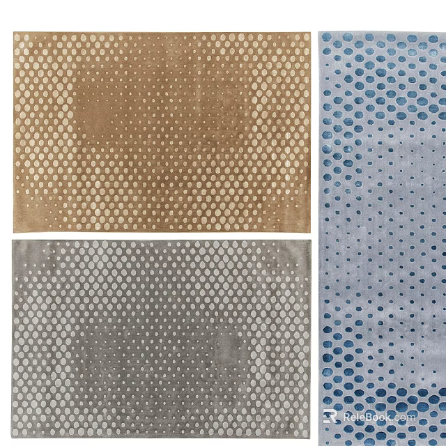 Modern Square Rugs Featuring Polka Dot Patterns In Various Colors For Home Decor 3d model 