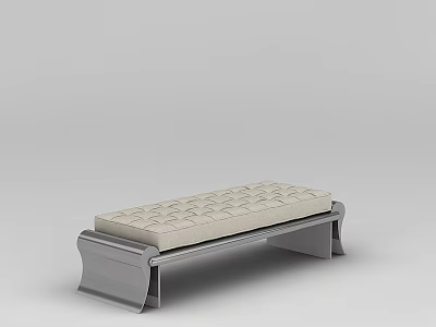 Tech Exhibition Hall Modern Bench With Diamond Pattern Cushion And Metal Frame 3d model