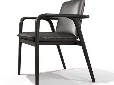 Modern Black Leather Single Chair With Stylish Armrests And Sturdy Metal Frame 3d model