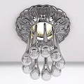 Ornate Silver Chandelier with Illuminated Glass Balls and Intricate Decorative Design