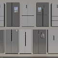 Various Modern Style Refrigerators And Freezers With Silver White Finish On
