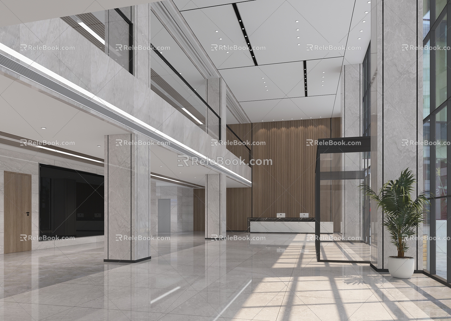 Modern Hall Corporate Lobby 3d model