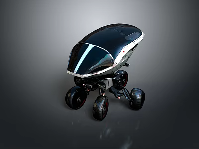 Futuristic Sleek Black Vehicle With Streamlined Design And Multiple Wheels Concept 3d model