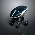 Futuristic Sleek Black Vehicle With Streamlined Design And Multiple Wheels Concept 3d model