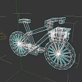 Stylish Red Frame Bicycle With White Gray Basket Black Wheels Yellow Accents