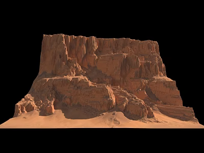 Stunning Red Rock Mountain Landscape In Desert With Black Sky Background 3d model