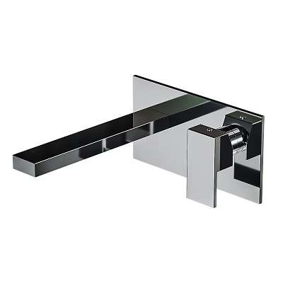 Modern Chrome Finish Faucet With Long Spout And Square Base Design 3d model