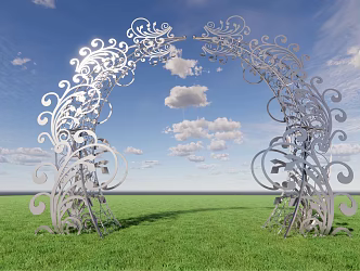 European-style Arch Wedding Iron Cow Horn Door 3d model