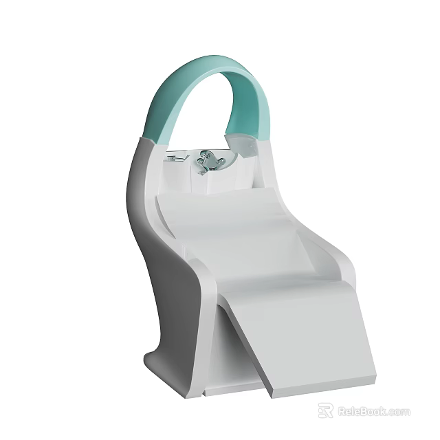 Modern Baby High Chair With White Frame And Light Green Handle Adjustable Tray For Toddlers 3d model 
