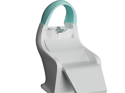 Modern Baby High Chair With White Frame And Light Green Handle Adjustable Tray For Toddlers 3d model