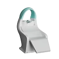 Modern Baby High Chair With White Frame And Light Green Handle Adjustable Tray For Toddlers