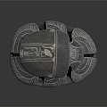 Scarab Shaped Stone Sculpture Carving With Intricate Patterns And Segmented Design