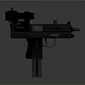 Tactical Submachine Gun With Mounted Scope Black Finish And Detachable Magazine