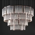 Elegant Modern Multi Layered Crystal Chandelier With Illuminated Transparent Panels 3d model