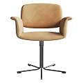 Modern Table and Chair Set with Beige Upholstered Armchair and Metal Base