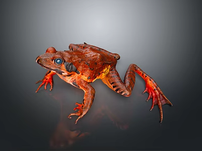 Vibrant Red Brown Reptile Featuring Blue Eyes Shiny Skin And Reflective Surface 3d model