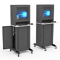Mobile Information Kiosks in Public Facilities with Screens and Wheeled Stands