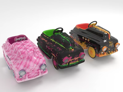 Colorful Electric Toy Cars With Stylish Designs Vibrant Colors And Playful Details 3d model