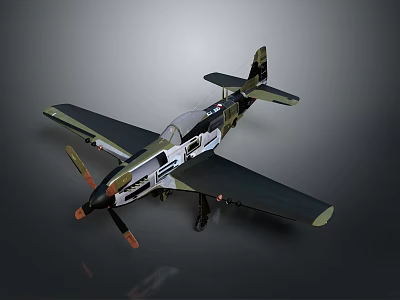 Vintage Airplane Model With Green Black White Color Scheme And Propeller Design 3d model