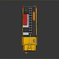 Yellow Fire Truck With Red Top Equipment And Multiple Wheels 3D Rendering