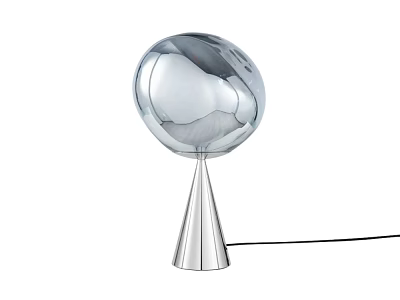 Modern Silver Metallic Table Lamp With Spherical Shade And Conical Base 3d model