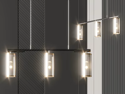 Elegant Modern Pendant Light Featuring Linear Design And Glass Shades For Contemporary Home Interiors 3d model