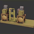 Yellow Industrial Equipment With Cabinets Circular Tanks And Connecting Pipes On Platform