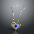 Heart Shaped Pendant Necklace With Blue Gemstone And Green Accents On Silver Chain