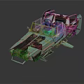 Green Futuristic Car With Unique Design Open Doors And Roof Equipment