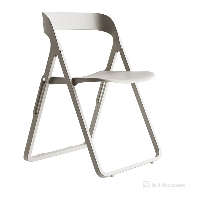 Modern Sleek Office Chair Featuring Metal Frame Design And White Cushioned Seat 3d model 