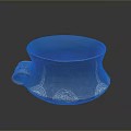 Traditional Handled Ceramic Container With Decorative White Patterns For Daily Use
