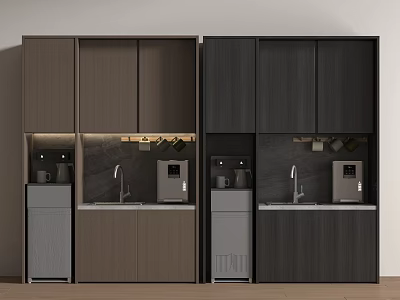 Luxury Modern Kitchen Interior With Dark Cabinets Sink And Appliances 3d model