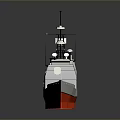Warship Model With Gray Hull Red Bottom And Radar Antenna Systems 3d model