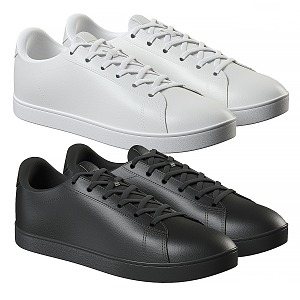 Leather shoes black and white 3d model