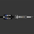 Futuristic Advanced Weapon With White Black Blue Orange Color Scheme And Sci Fi Tactical Design Features