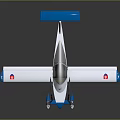 Blue And White Lightweight Airplane With Twin Propellers Wing Logos And Aerodynamic Design