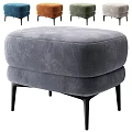 Gray Upholstered Ottoman With Black Slim Legs Modern Living Room Furniture
