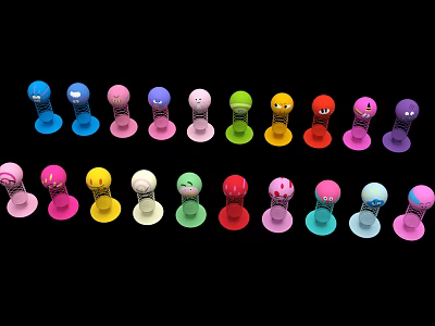 Colorful Small Figurines Art Installation With Vibrant Hues Arranged On Black Background 3d model