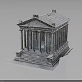 Ancient Classical Temple Architecture With Tall Columns Stone Steps Triangular Pediment And Sloped Roof 3d model