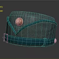 Green Hat With Brass Button Decorative Band And Metal Buckle Design