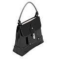 Stylish Black Patent Leather Handbag With Top Handle Flap Closure And Metal Clasp