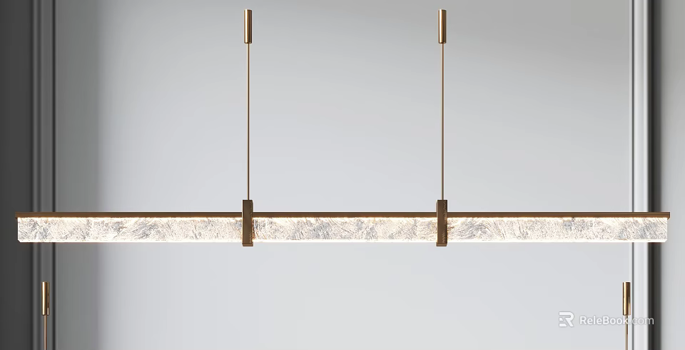 Modern Long Pendant Light With Dual Metal Hanging Rods And Linear Design For Interior 3d model 
