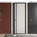 Modern Hinged Doors in Three Colors with Geometric Patterns for Interior Decor 3d model